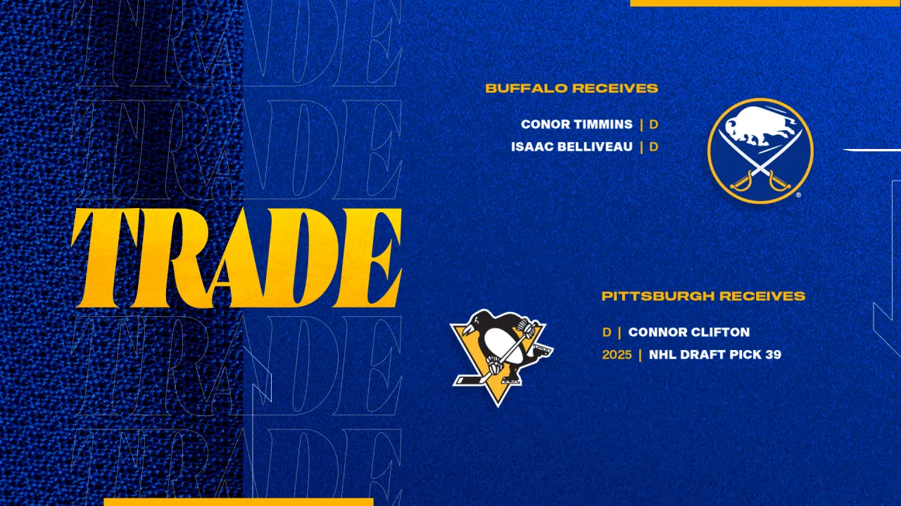 Sabres Dapatkan Timmins, Belliveau dari Penguins